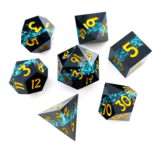 Shiny Ore Resin Sharp Edge  - Black Saphire - Rollespilsterninger - Epic Dwarf Dice